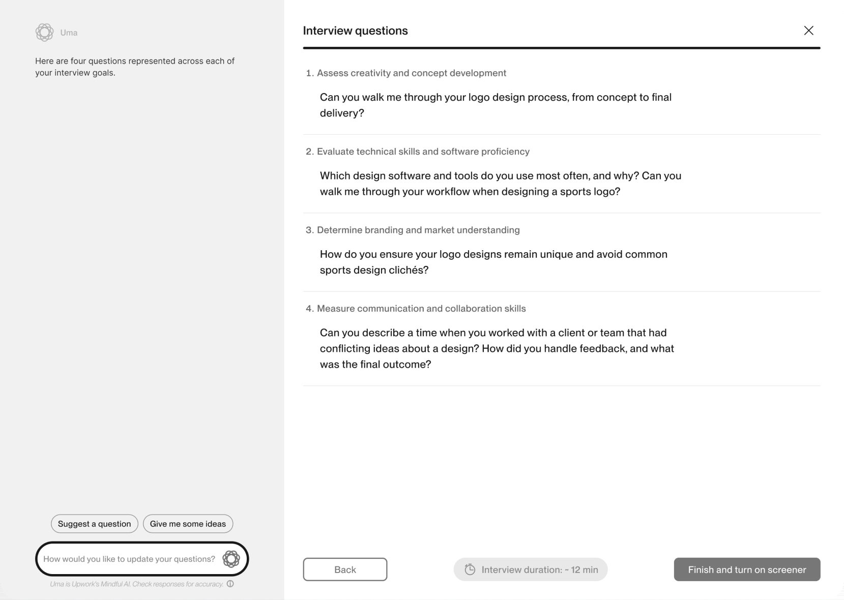 Concept - Interview setup with interview goals and questions